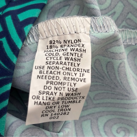 Katherine Way Tunic Top Medium Aqua Blue Geometric Print - Picture 6 of 7